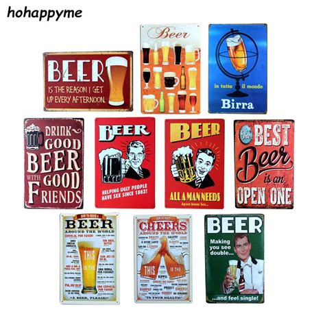 Vintage Tin Beer Signs Antique Decorative Metal Plaques Beer Carteles ...