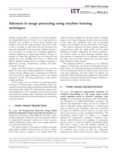 Applications of Machine Learning in Image Processing に対する画像結果