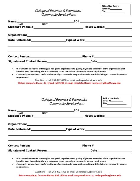 Image result for Community Service Hours Completion Form