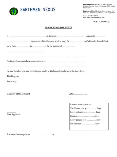 Image result for Apr Leave Format