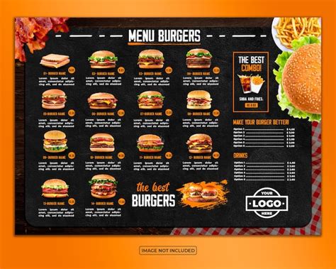 Premium PSD | Realistic burger menu psd