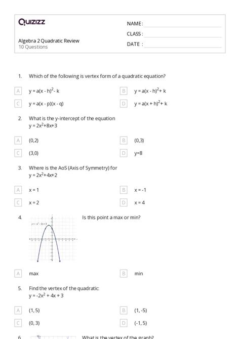 Quadratic Function or Not Worksheet に対する画像結果
