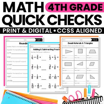 Afbeeldingsresultaten voor 4th Grade Math Quick Checks