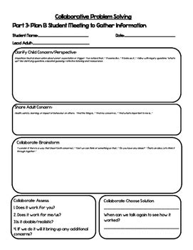 Image result for Collaborative Problem Solving Plan B Worksheet