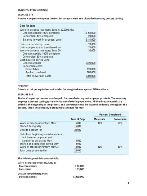 Image result for Process Costing Exercises