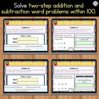 Second Grade Addition Subtraction Two-Step Word Problems に対する画像結果