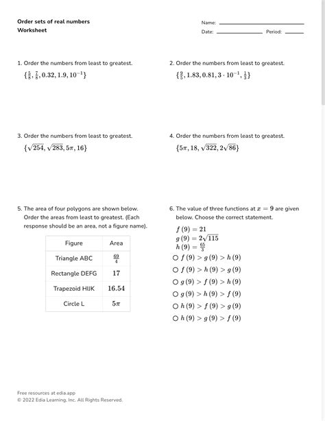 Real Numbers Math Worksheet に対する画像結果