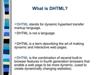 Image result for DHTML Stands For