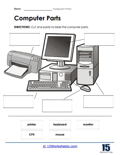 Toradh íomhá ar Parts of a Computer Worksheet Printable