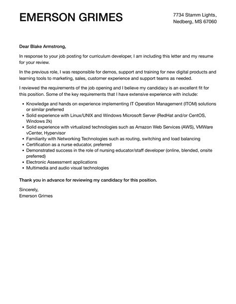 Image result for Curriculum Developer Cover Letter Examples