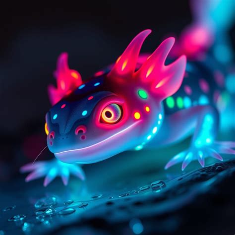 Axolotl. - Stunning Bioluminescent Axolotl in a Futuristic R...
