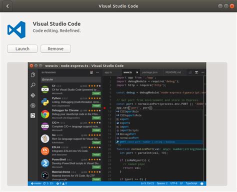 Toradh íomhá ar Visual Studio Code Installé