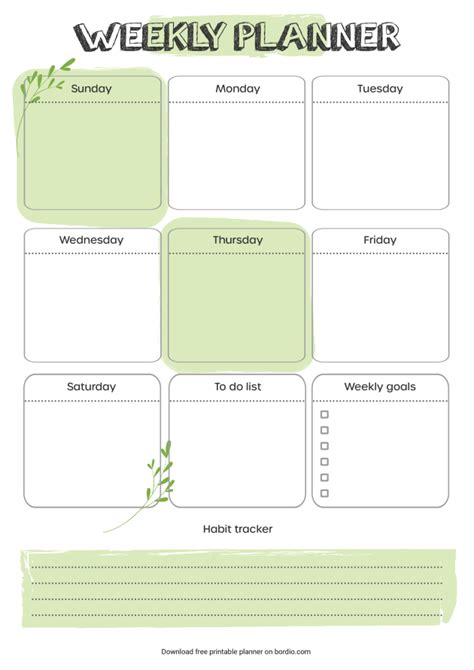 Afbeeldingsresultaten voor Work Week Planner Printable