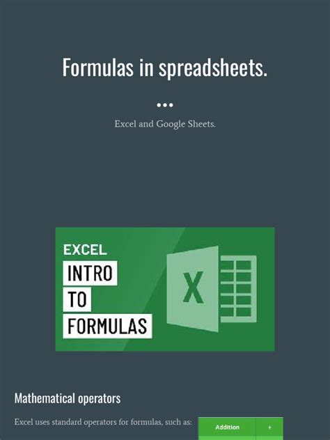 Formulas in Spreadsheets | PDF | Spreadsheet | Formula