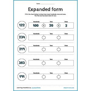 Image result for Expanded Form and Equivalent Representation Worksheets