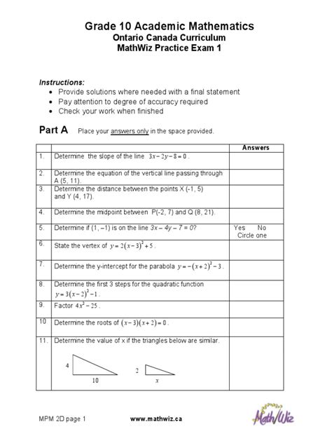 Image result for Grade 10 Math Assessment Test