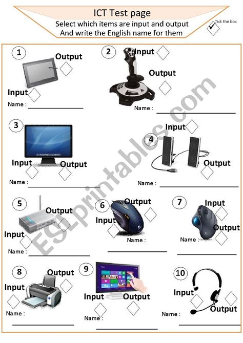 Toradh íomhá ar Input Output and Storage Devices Worksheet