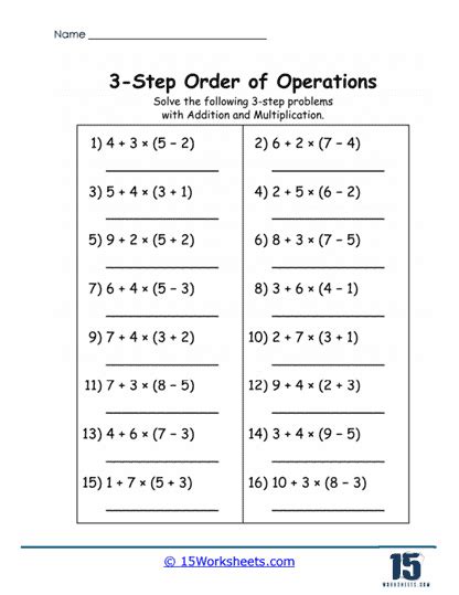 Image result for Order of Operations Multi-Step Worksheets