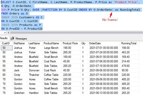 SQL Server Window Functions に対する画像結果