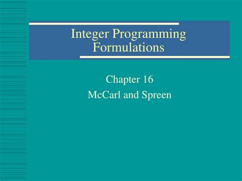 Bildergebnis für Integer Programming Formulation