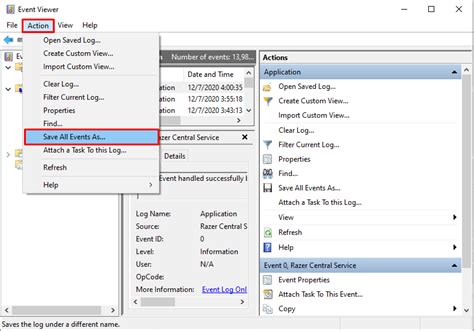 Toradh íomhá ar Windows System Log