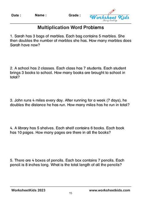 Image result for Multiplication Worded Problems Grade 3