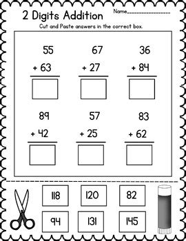 Image result for Cut and Paste Double-Digit Addition Worksheets