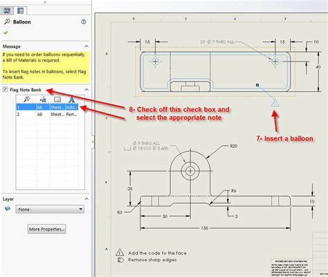 Toradh íomhá ar SolidWorks Link Model to Drawing