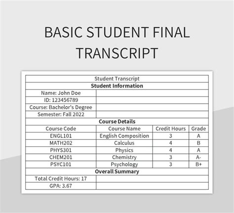 Image result for Excel Transcript Template