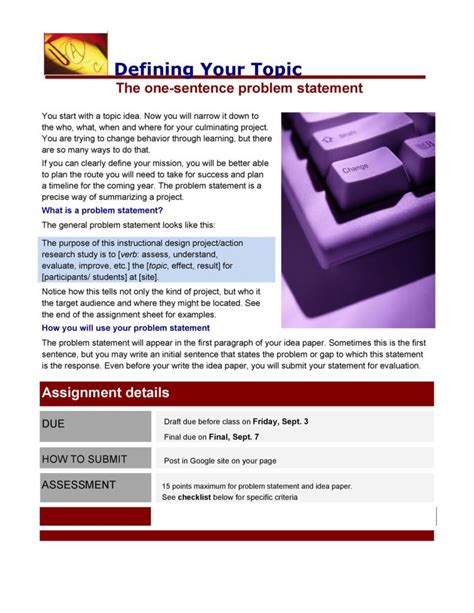 Toradh íomhá ar Problem Statement for Project Example