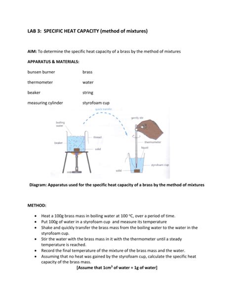 Image result for Specific Heat Capacity Test