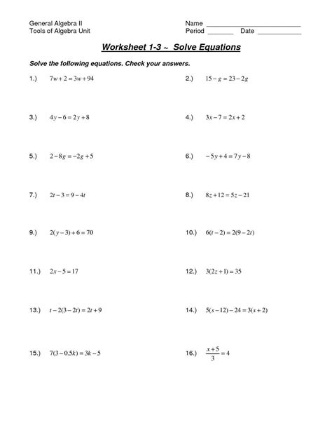 Image result for Multi-Step Variable Equations Worksheets