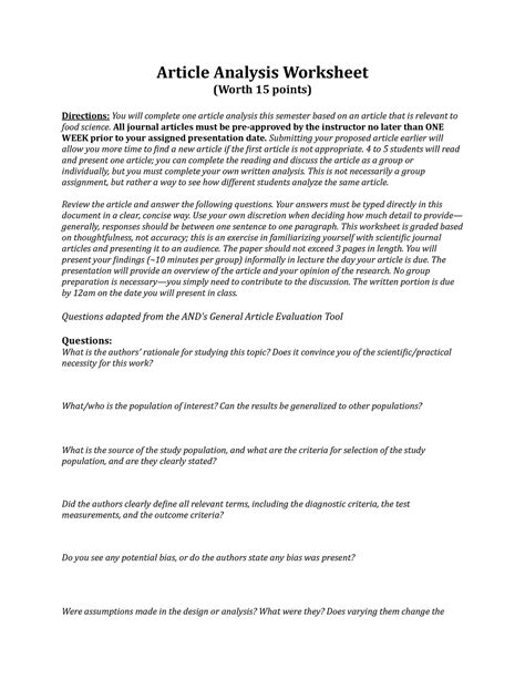 Image result for Magazine Article Analysis Worksheet