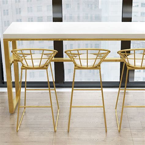 Rectangular Bar-height Table White Wood Top Pub Table with Metal Base