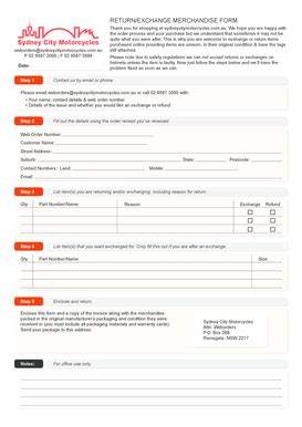 Merchandise Return Form に対する画像結果