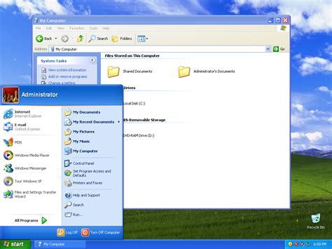 Toradh íomhá ar Microsoft Windows XP User Interface