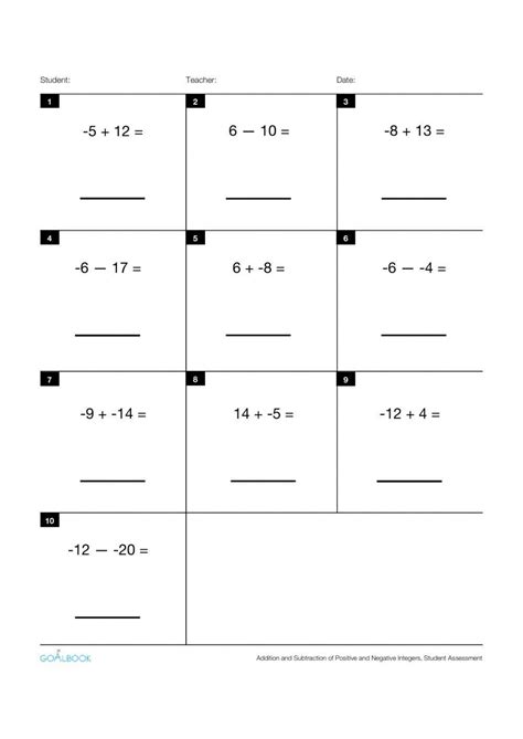 Image result for Negative Number Addition Worksheets