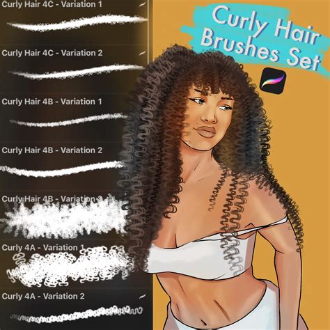 Toradh íomhá ar Curly Hair Procreate Brush