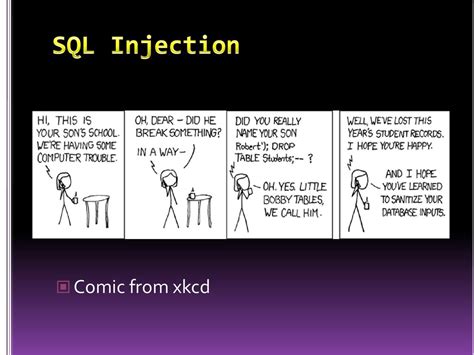Toradh íomhá ar Xkcd SQL Injection