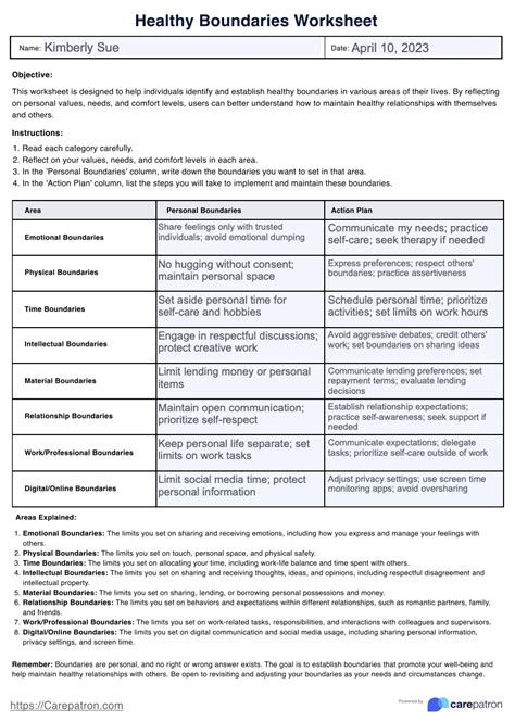 Setting Healthy Boundaries Worksheet に対する画像結果