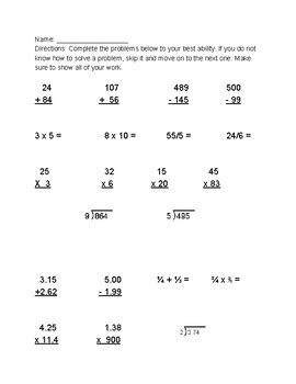 Image result for Math Computation Test Number 2