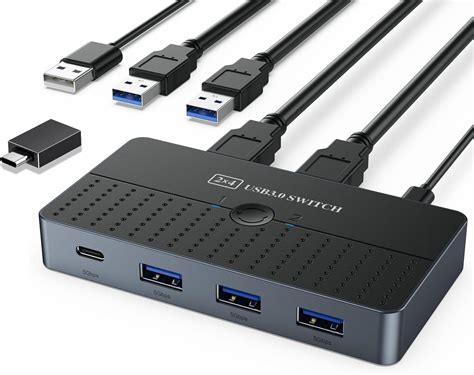 Amazon.com: USB 3.0 Switch Hub, High Speed 2 Computer 4-Port USB C & A ...
