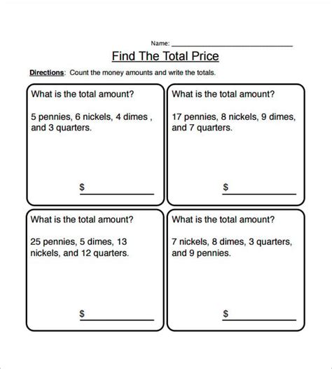 Image result for 3rd Grade Math Worksheets Counting Money