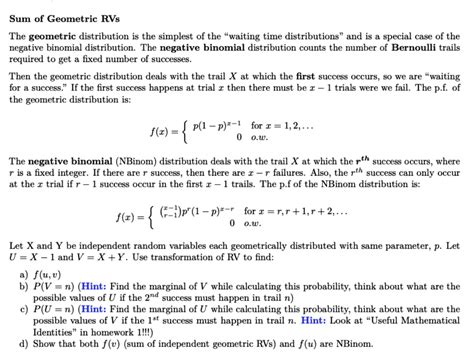 Image result for Sum of Geometric Random Variables