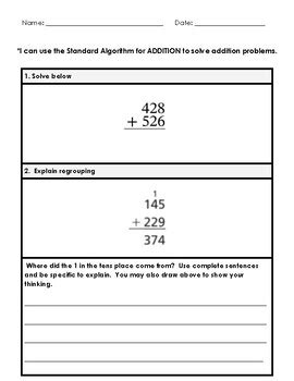 Addition Standard Algorithm Worksheet.pdf に対する画像結果