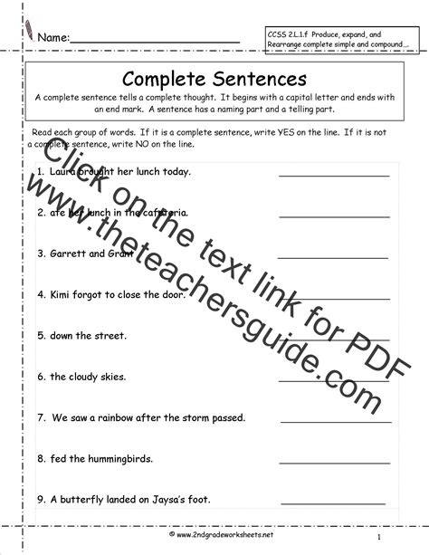 Image result for Sentence Practice Worksheets 3rd Grade