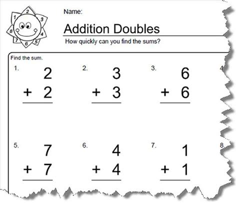 Image result for First Grade Math Worksheets Doubles