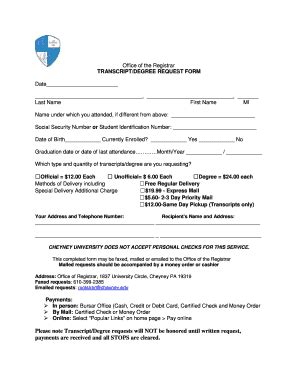 Toradh íomhá ar PA Transcript Request Form