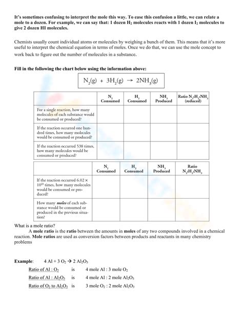 Image result for Mole Ratio Practice Problems