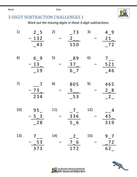 Image result for Subtracting 3-Digit Numbers Worksheet